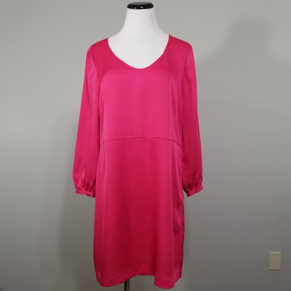 HM Size 12 Pink Babydoll Shift Dress Dropped Waist Satin Conscious Collection
